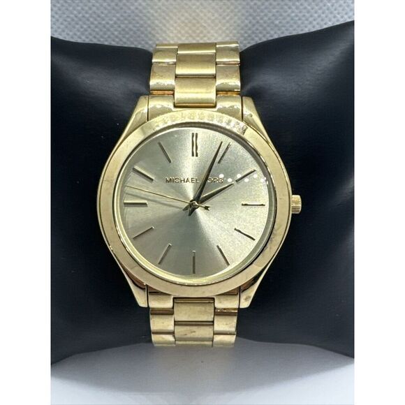 Michael Kors Slim Runway MK3179 Women's Gold Tone Analog Dial Wrist Watch JNA650 - Picture 1 of 11